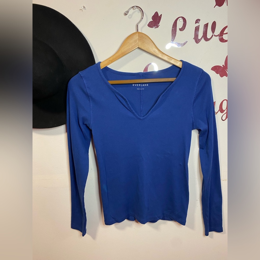 Everlane Size M, Blue, V Neck Long Sleeve